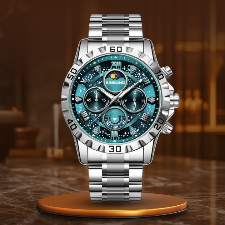 Luksusowy zegarek chronograf z metalową bransoletą