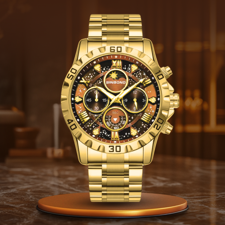 Luksusowy zegarek chronograf z metalową bransoletą